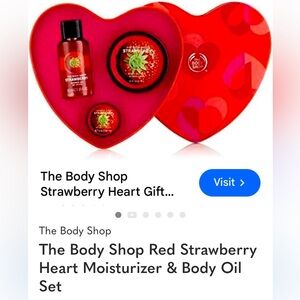 The Body Shop Red Strawberry Heart Moisturizer & Body Oil Set